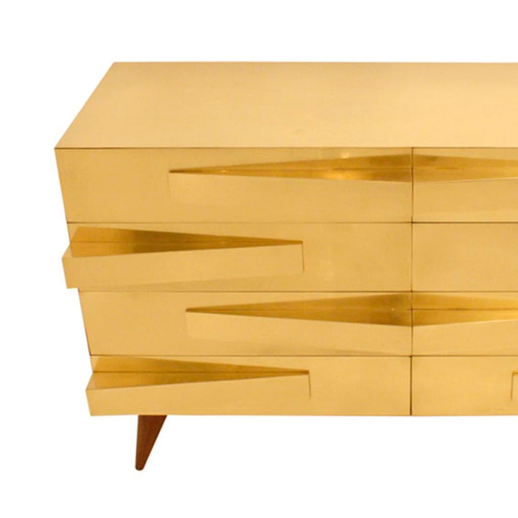 Mid-Century Modern Style Wood and Brass Italian Commode For Sale 3