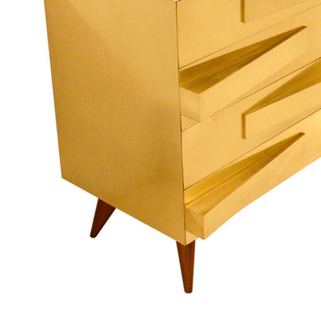 Mid-Century Modern Style Wood and Brass Italian Commode For Sale 5