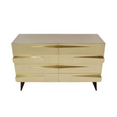 Mid-Century Modern Style Wood and Brass Italian Pair of Commodes