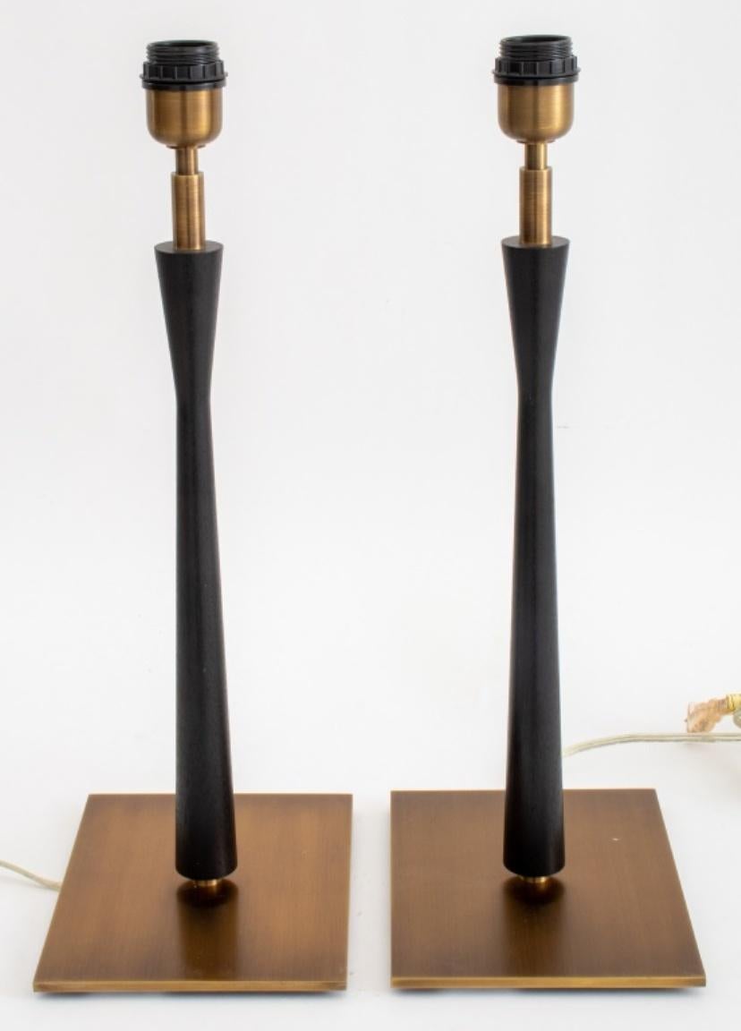 Mid-Century Modern Style Wooden Column Lamps, Pair For Sale 1
