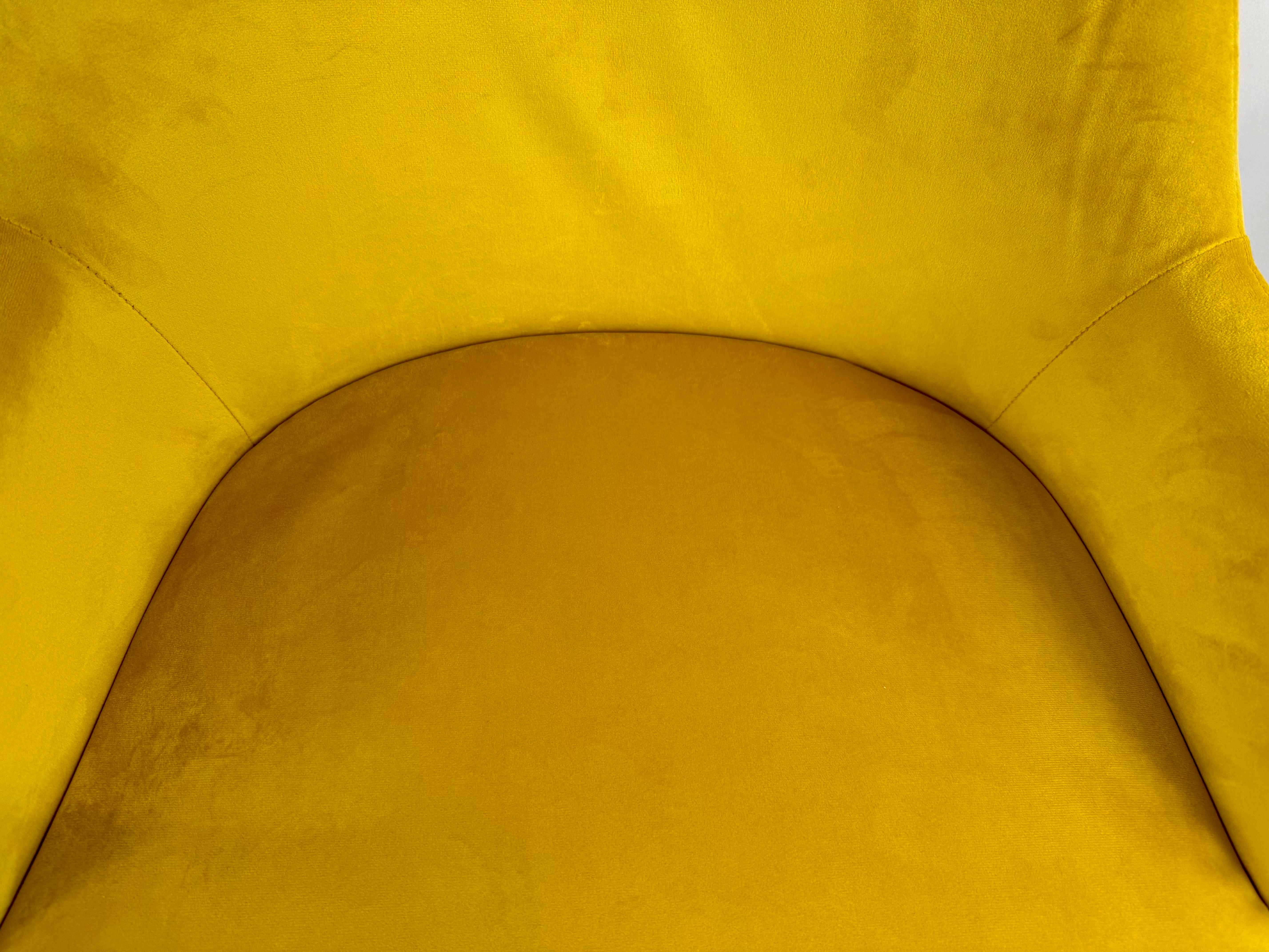 Mid Century Modern Style Yellow Velvet  & Ebony Dining or Side Chair, Set of 4 For Sale 8