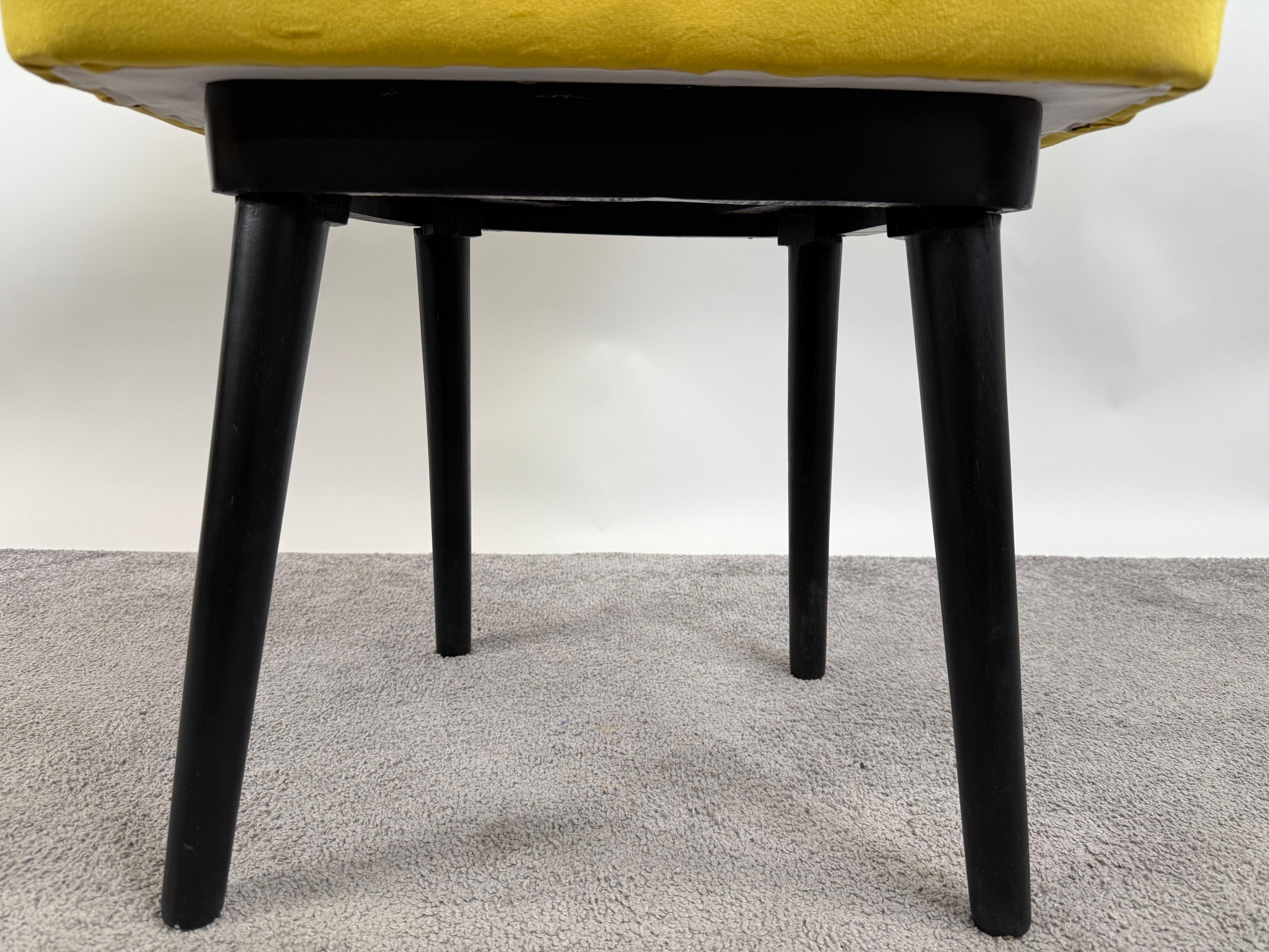 Mid Century Modern Style Yellow Velvet  & Ebony Dining or Side Chair, Set of 4 For Sale 9
