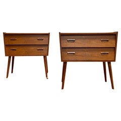 Mid-Century Modern Styled Asymmetrical Teak Nightstands, a Pair