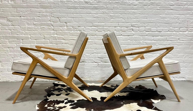 Mid-Century Modern Styled Handcrafted Oak Lounge Chairs, a Pair For