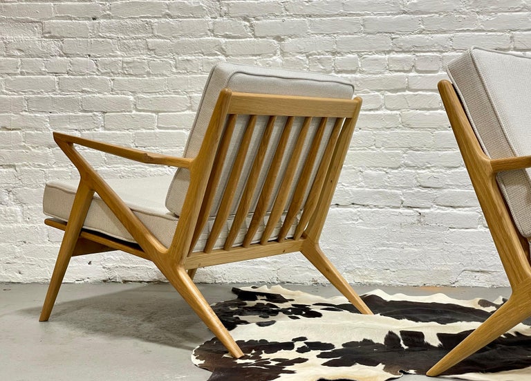 Mid-Century Modern Styled Handcrafted Oak Lounge Chairs, a Pair For