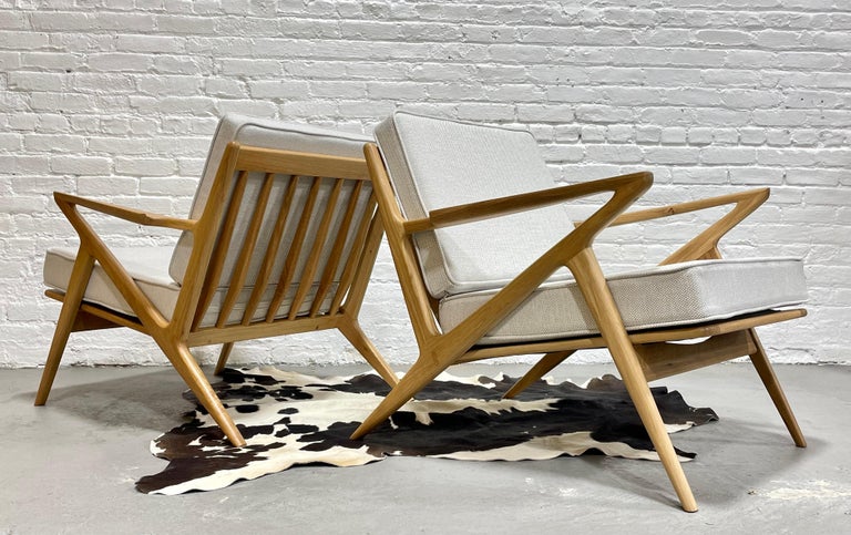 Mid-Century Modern Styled Handcrafted Oak Lounge Chairs, a Pair For