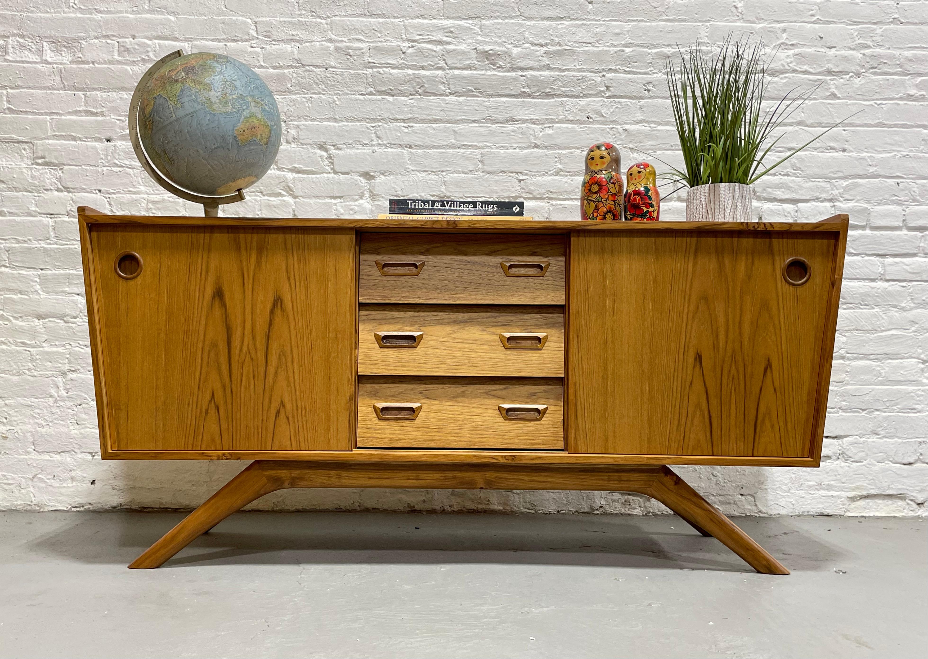 Mid Century MODERN styled Handmade Teak CREDENZA media stand 4
