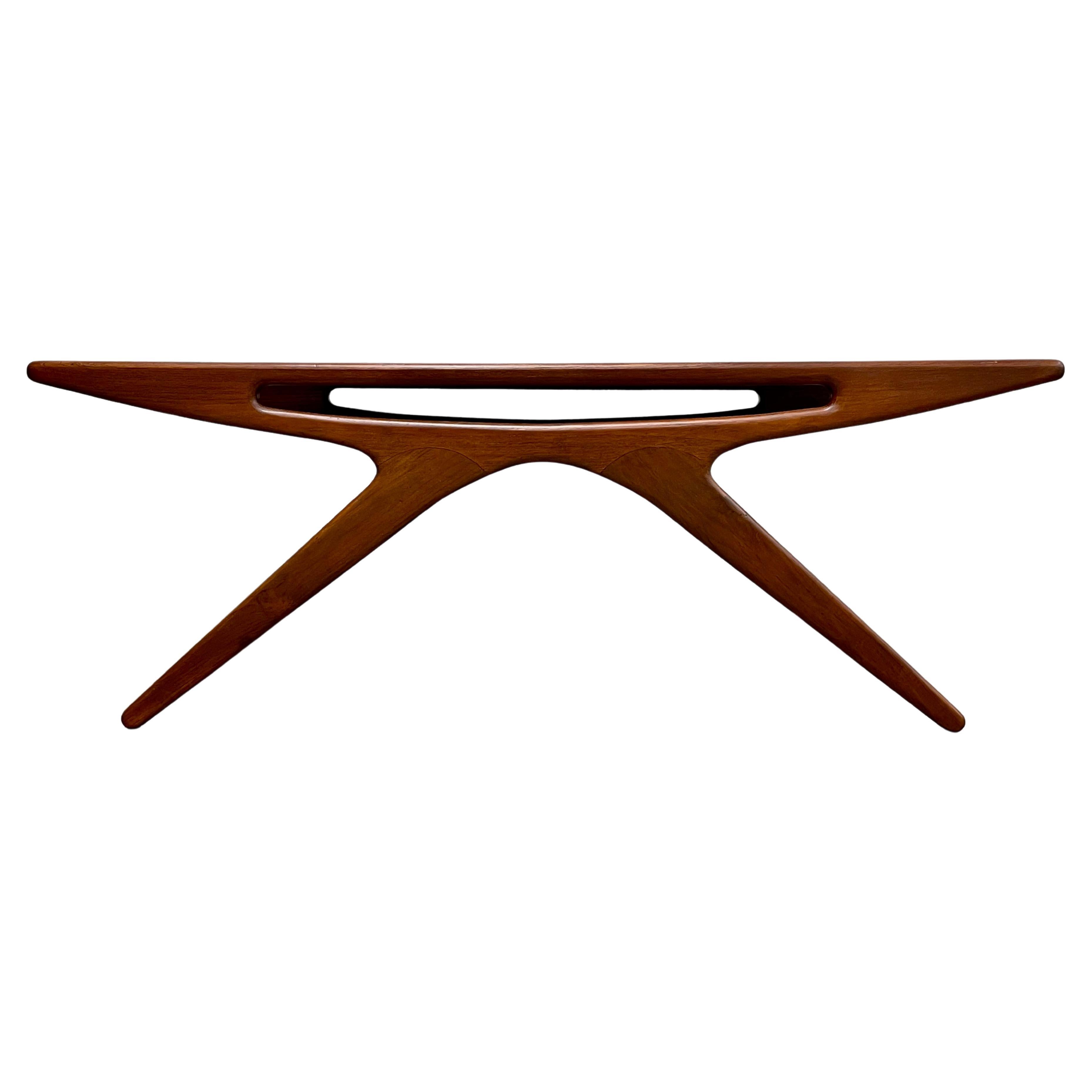 Mid-Century Modern Styled Handmade Teak 'Smile" Coffee Table