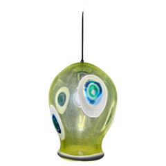 Mid-Century Modern Styled Murano Pendant lamp Chandelier in Yellow w Abstraction