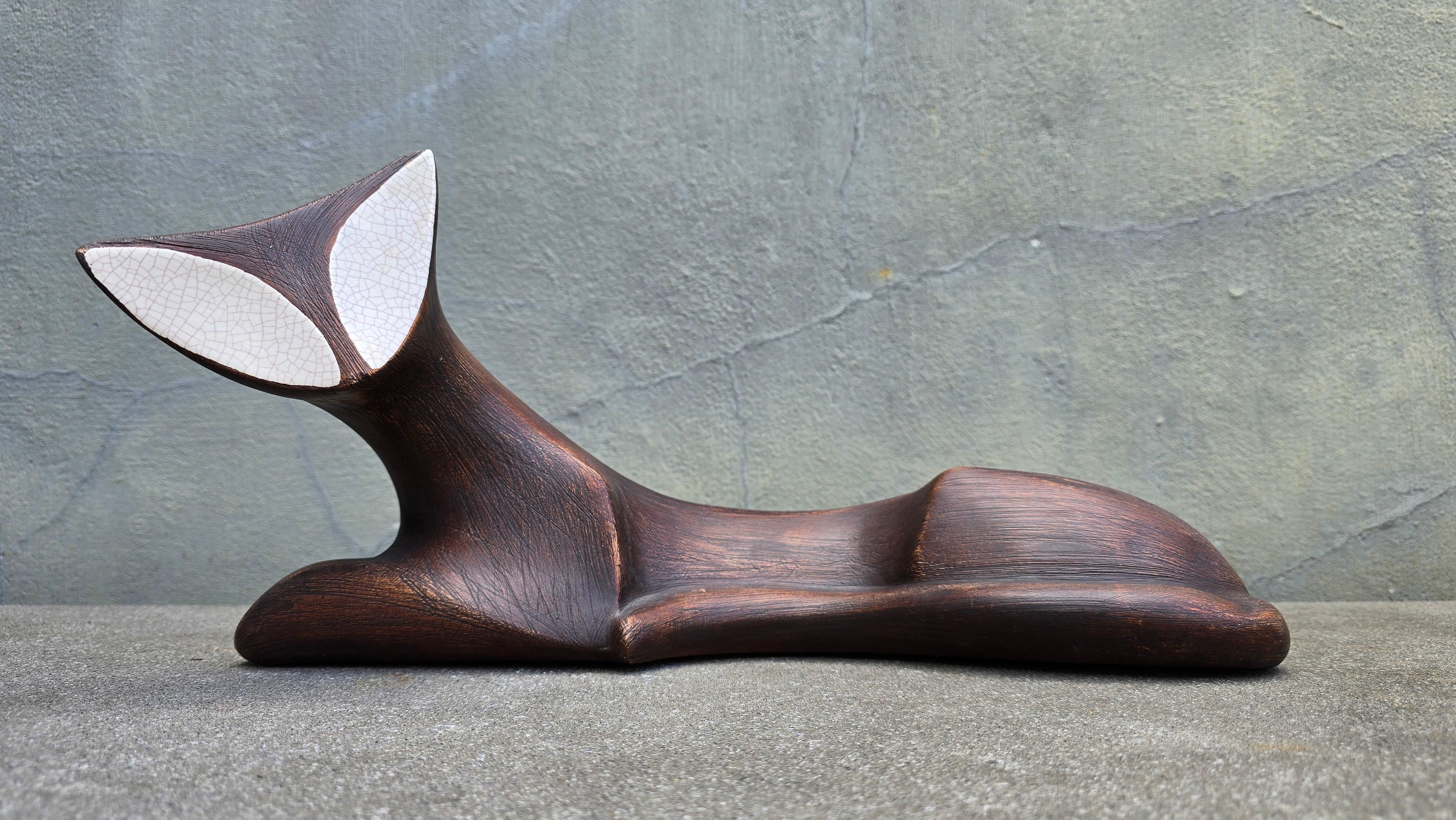 Mid-Century moderno Gatto stilizzato in ceramica della metà del secolo scorso di Brayton Laguna, California - Anni '50 in vendita