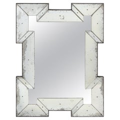 Mid-Century Modern Stylized Greek Key in Antiqued Mirror w/ Bronze Fittings Mid-Century Modern Stylized Greek Key in Antiqued Mirror w/ Bronze Fittings