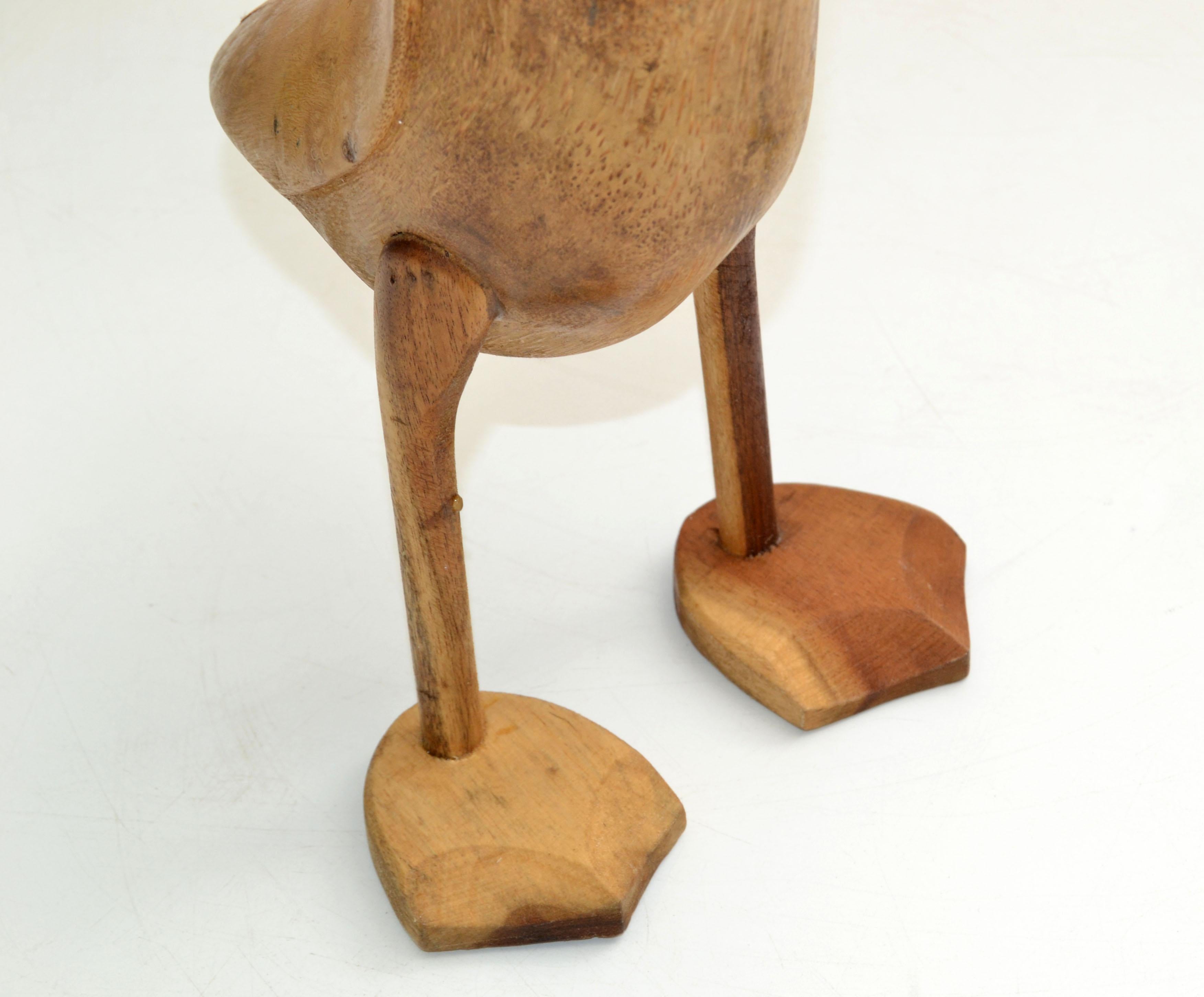 Mid-Century Modern Stylized Hand-carved Fruit Wood Duck Animal Sculpture Rustic For Sale 1