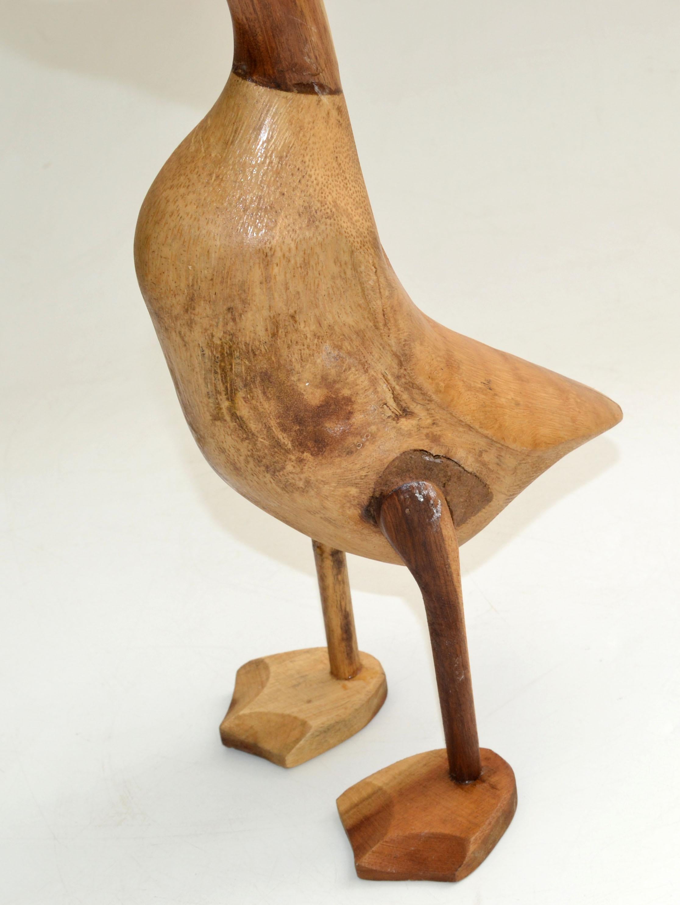 Mid-Century Modern Stylized Hand-carved Fruit Wood Duck Animal Sculpture Rustic For Sale 4