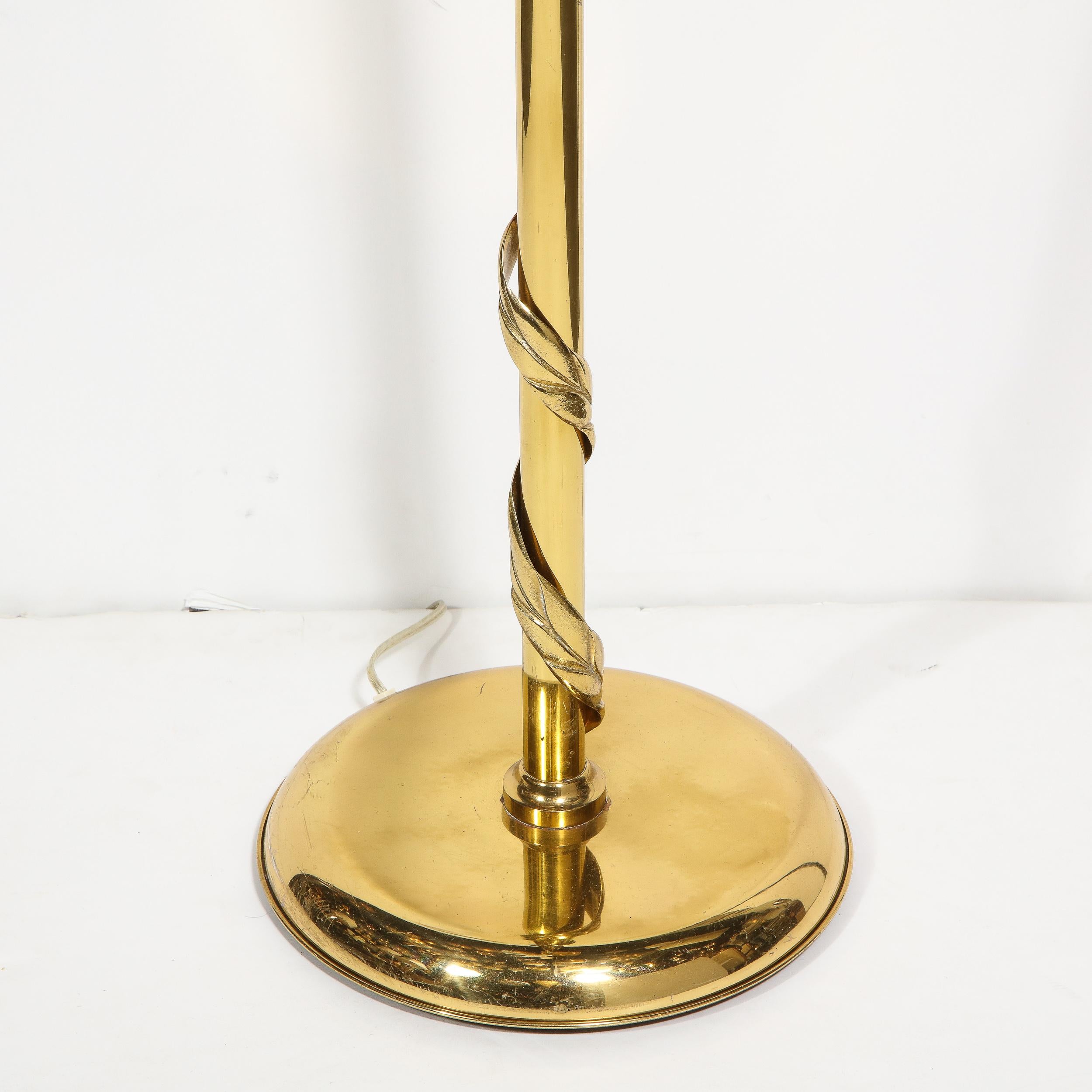 Mid-20th Century Mid-Century Modern Stylized Hand Blown Murano Glass and Brass Leaf Floor Lamp
