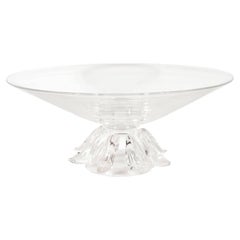 Mid-Century Modern Stylized Lotus Blossom Glass Centrepiece Bowl by Steuben