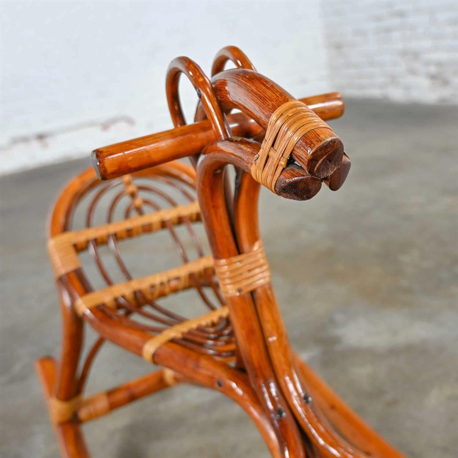 Mid-Century Modern Stylized Rattan Rocking Horse For Sale 7