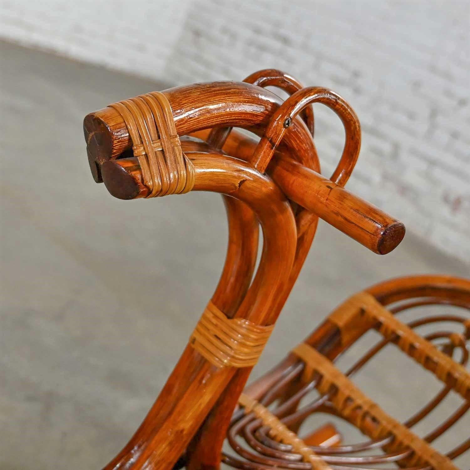 Mid-Century Modern Stylized Rattan Rocking Horse For Sale 9
