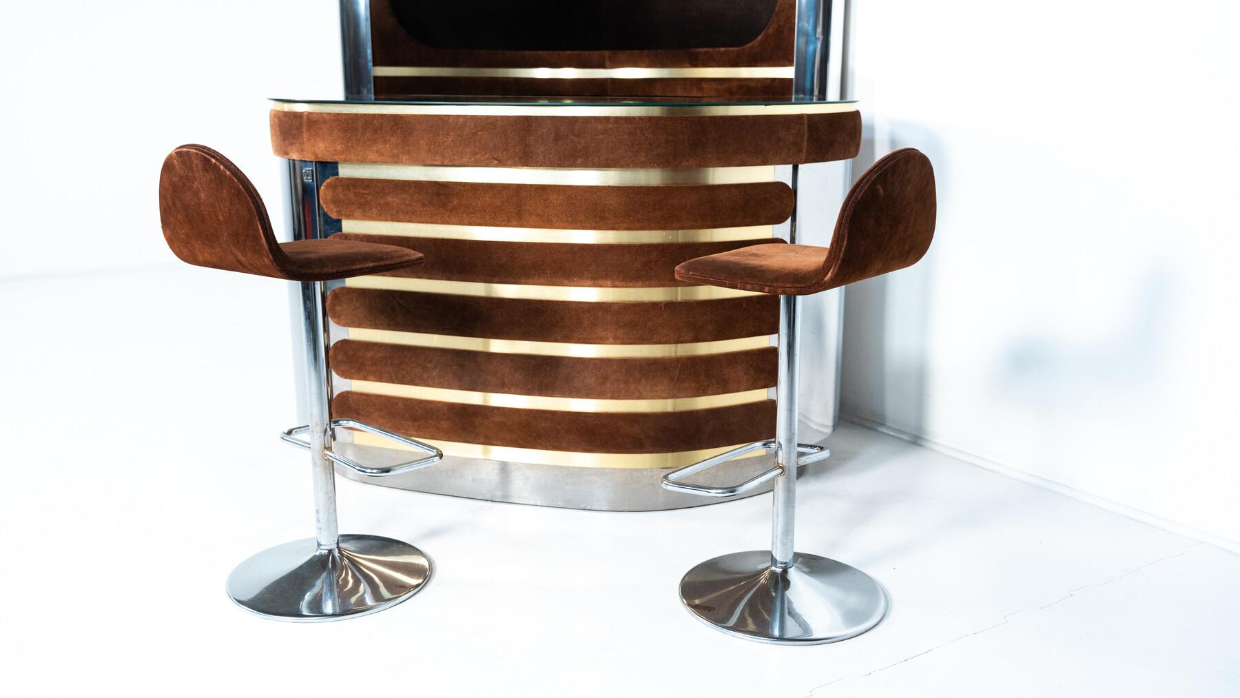 Mid-Century Modern Suede Bar by Willy Rizzo, Italy, 1970s For Sale 6