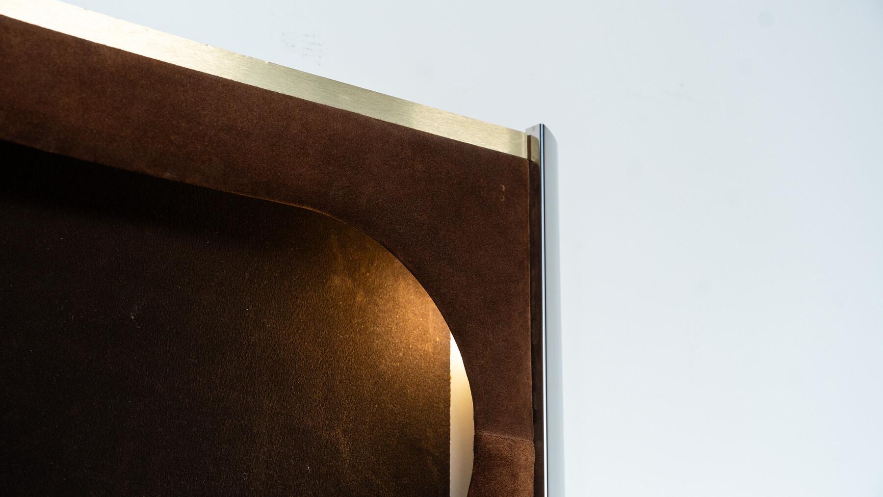 Mid-Century Modern Suede Bar by Willy Rizzo, Italy, 1970s For Sale 8