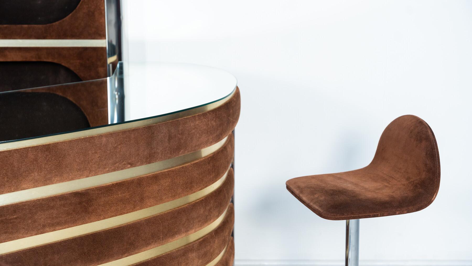 Mid-Century Modern Suede Bar by Willy Rizzo, Italy, 1970s For Sale 10