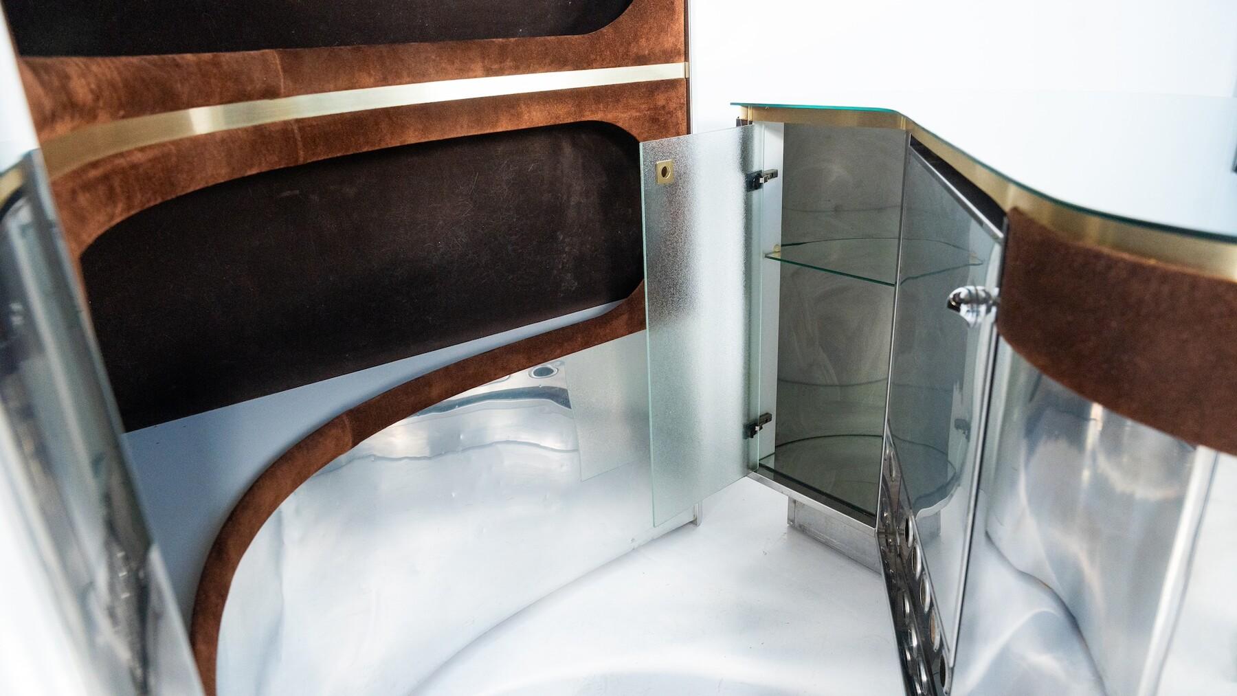 Mid-Century Modern Suede Bar by Willy Rizzo, Italy, 1970s For Sale 12