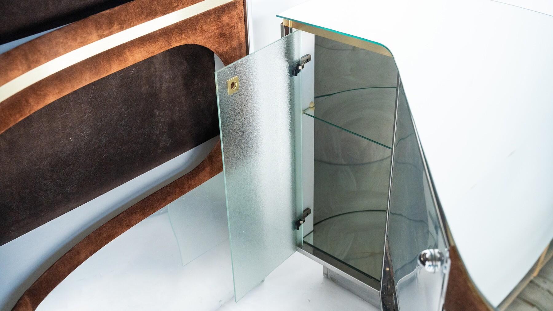 Mid-Century Modern Suede Bar by Willy Rizzo, Italy, 1970s For Sale 13