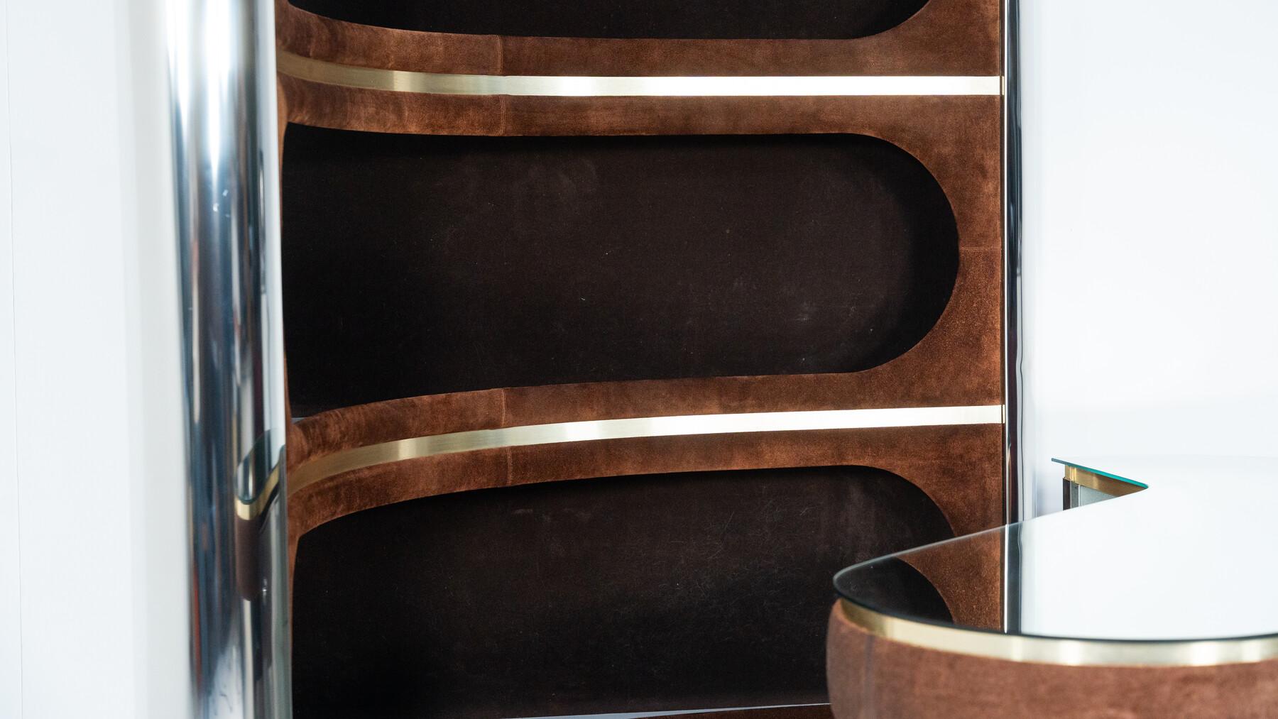 20th Century Mid-Century Modern Suede Bar by Willy Rizzo, Italy, 1970s For Sale