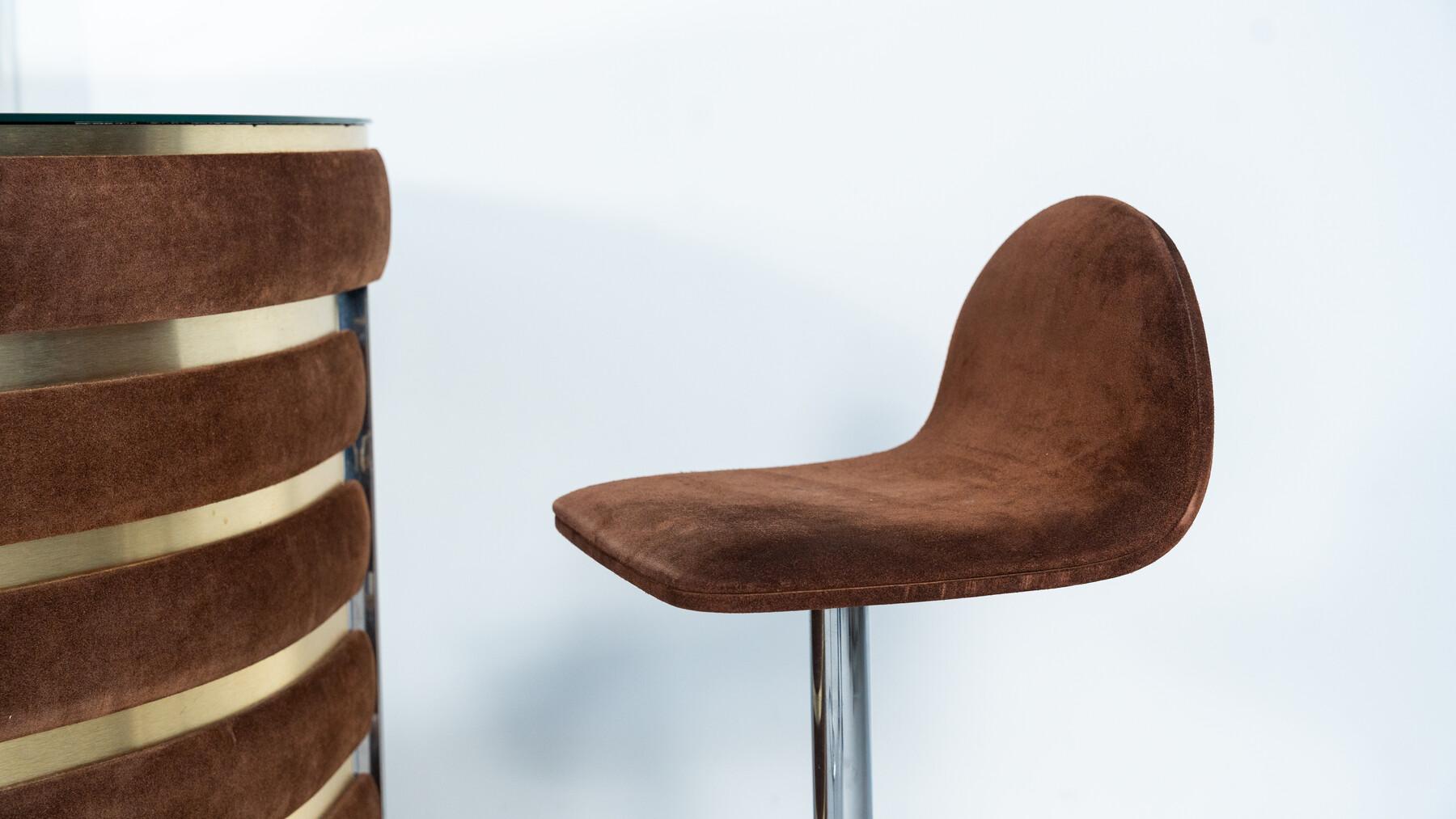 Mid-Century Modern Suede Bar by Willy Rizzo, Italy, 1970s For Sale 2