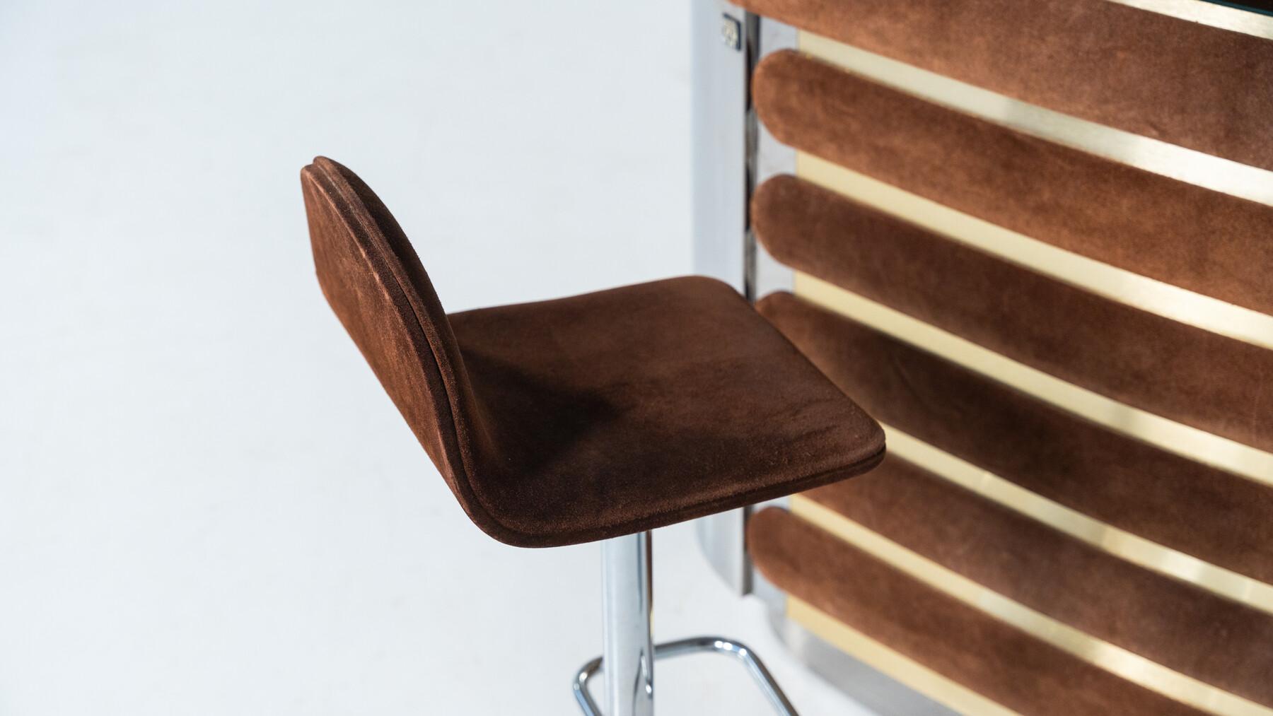 Mid-Century Modern Suede Bar by Willy Rizzo, Italy, 1970s For Sale 3