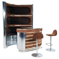 Moderne Wildlederbar aus der Jahrhundertmitte von Willy Rizzo, Italien, 1970er Jahre
