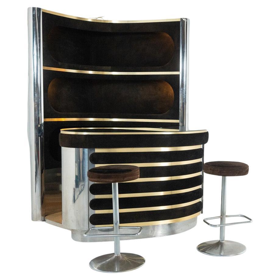 Bar en daim moderne du milieu du siècle dernier par Willy Rizzo, Italie, 1970