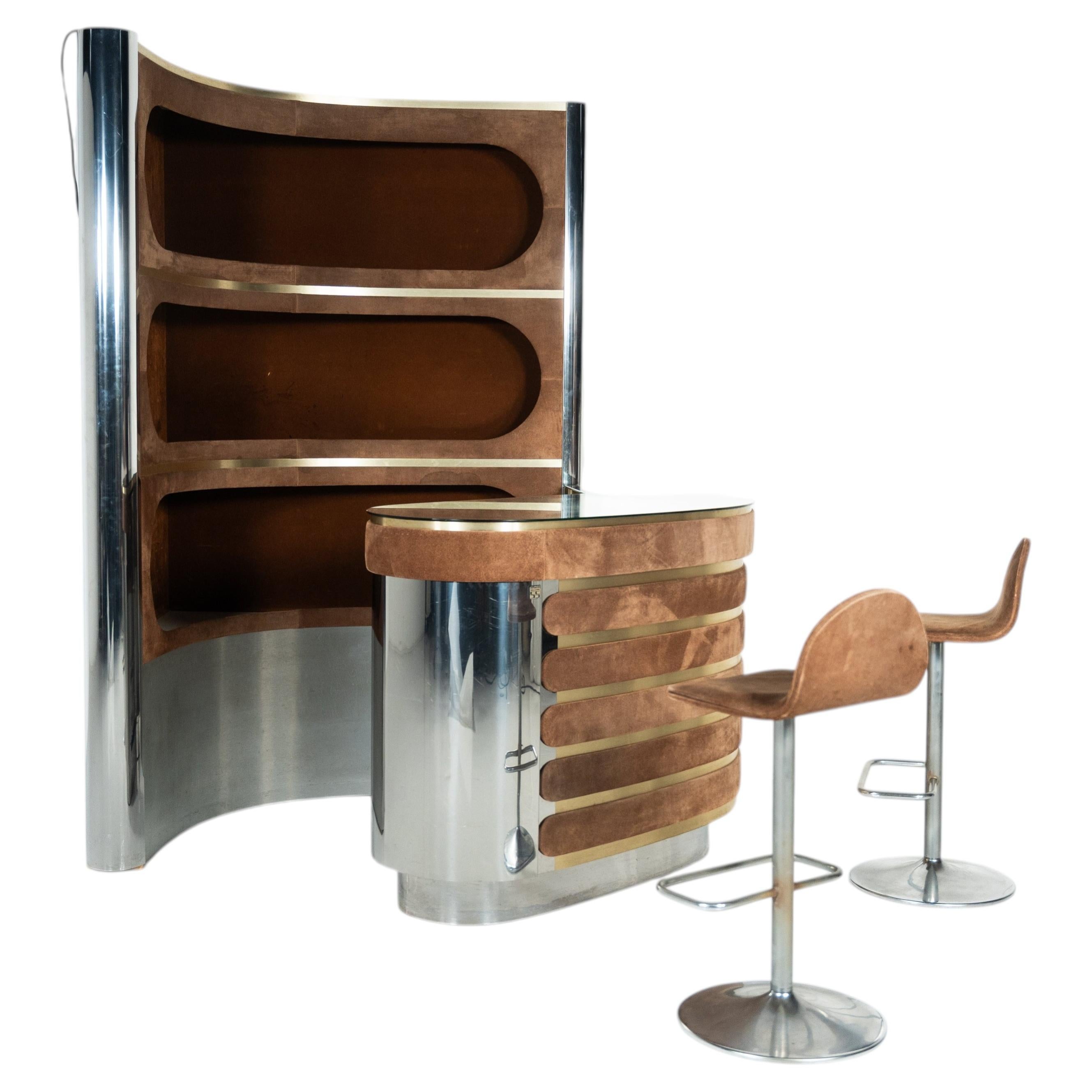 Mid-Century Modern Suede Bar by Willy Rizzo, Italy, 1970s For Sale at ...