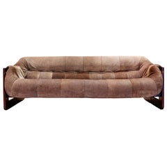 Vintage Mid-Century Modern Suede Sofa by Brazilian Architect/Designer Percival Lafer
