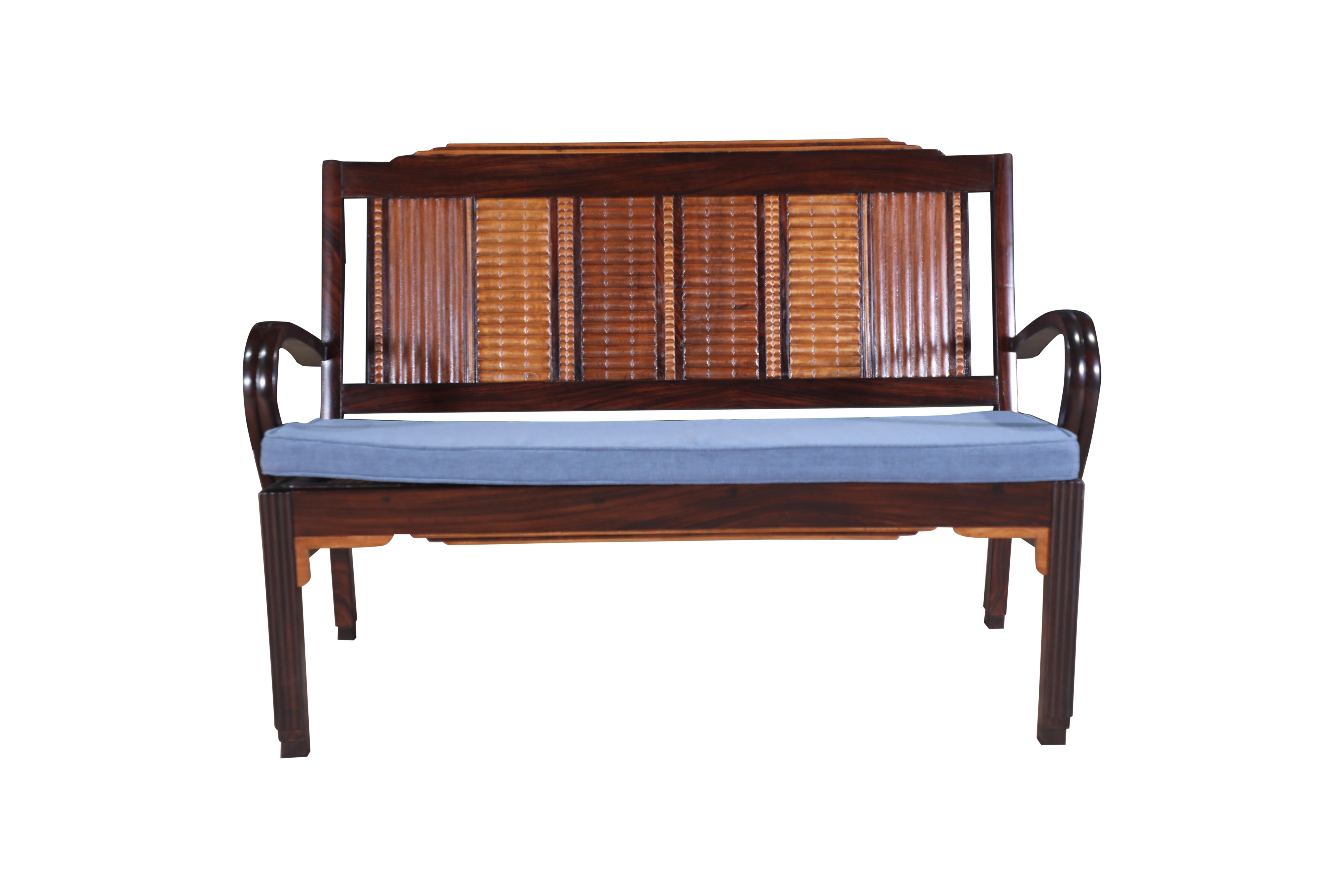 Mid-Century Modern Suite Caned Loveseat and Pair of Lounge Side Chairs For Sale 1