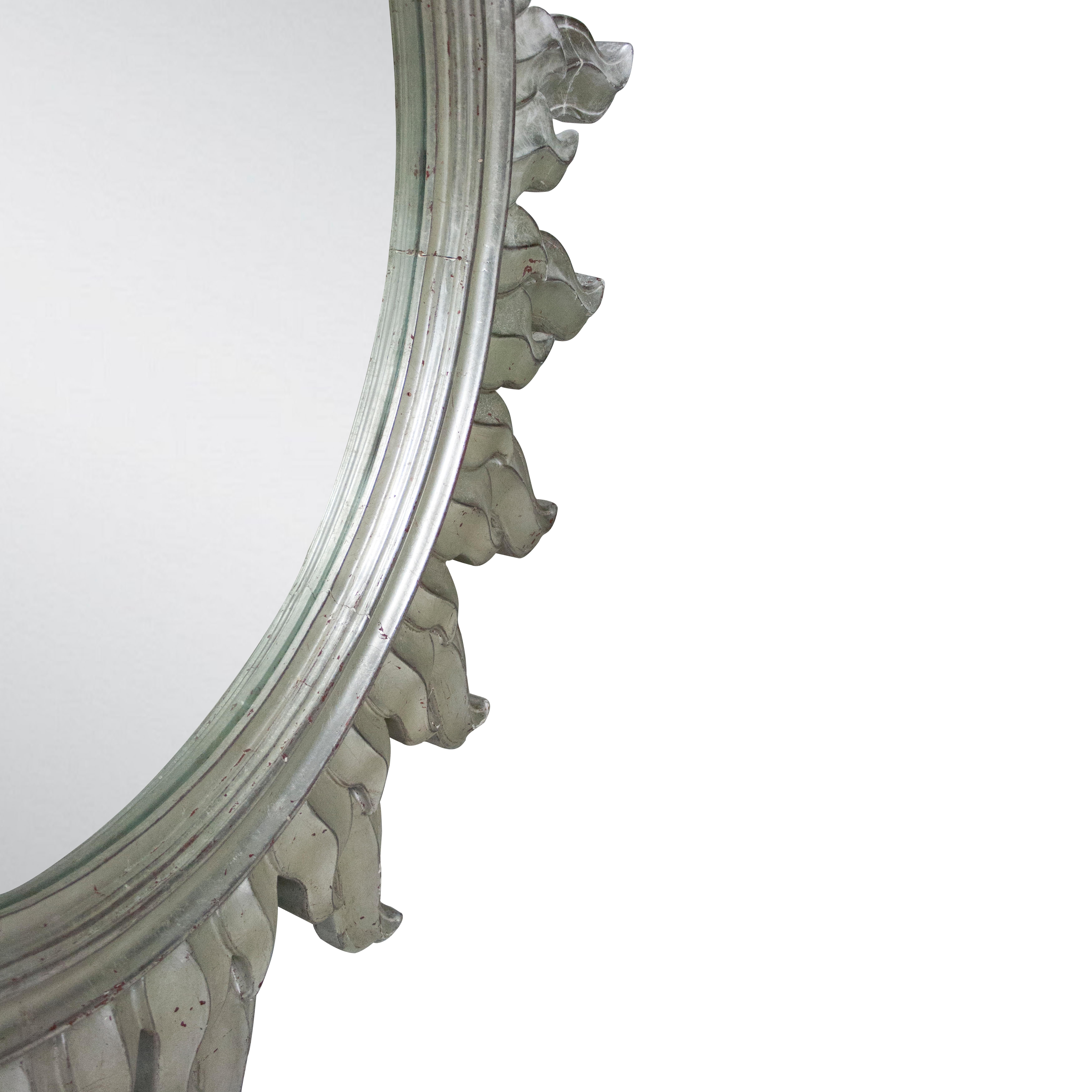 Mid-Century Modern Sun Silver Bath Wood Mirror, 1960 In Good Condition For Sale In Madrid, ES