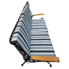 Mid Century Modern Sofa Iron & Maple Tempestini for Salterini W/Sunbrella C1955