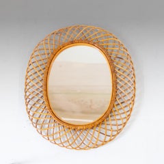 Vintage Sunburst Mirror, Bamboo and Glass, 1960 Circa, Vintage Design