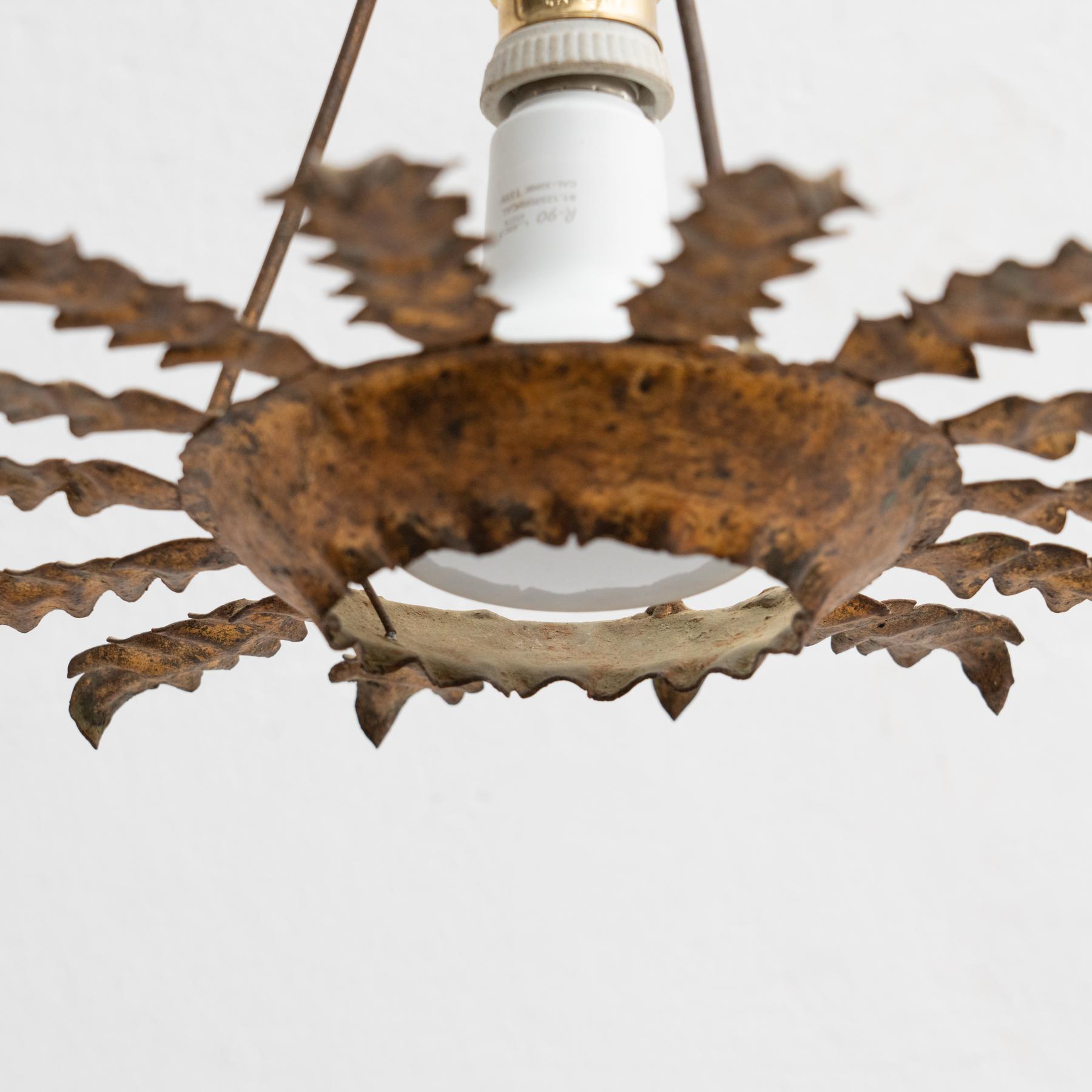 Mid-Century Modern Sunburst Brass Ceiling Lamp For Sale 6