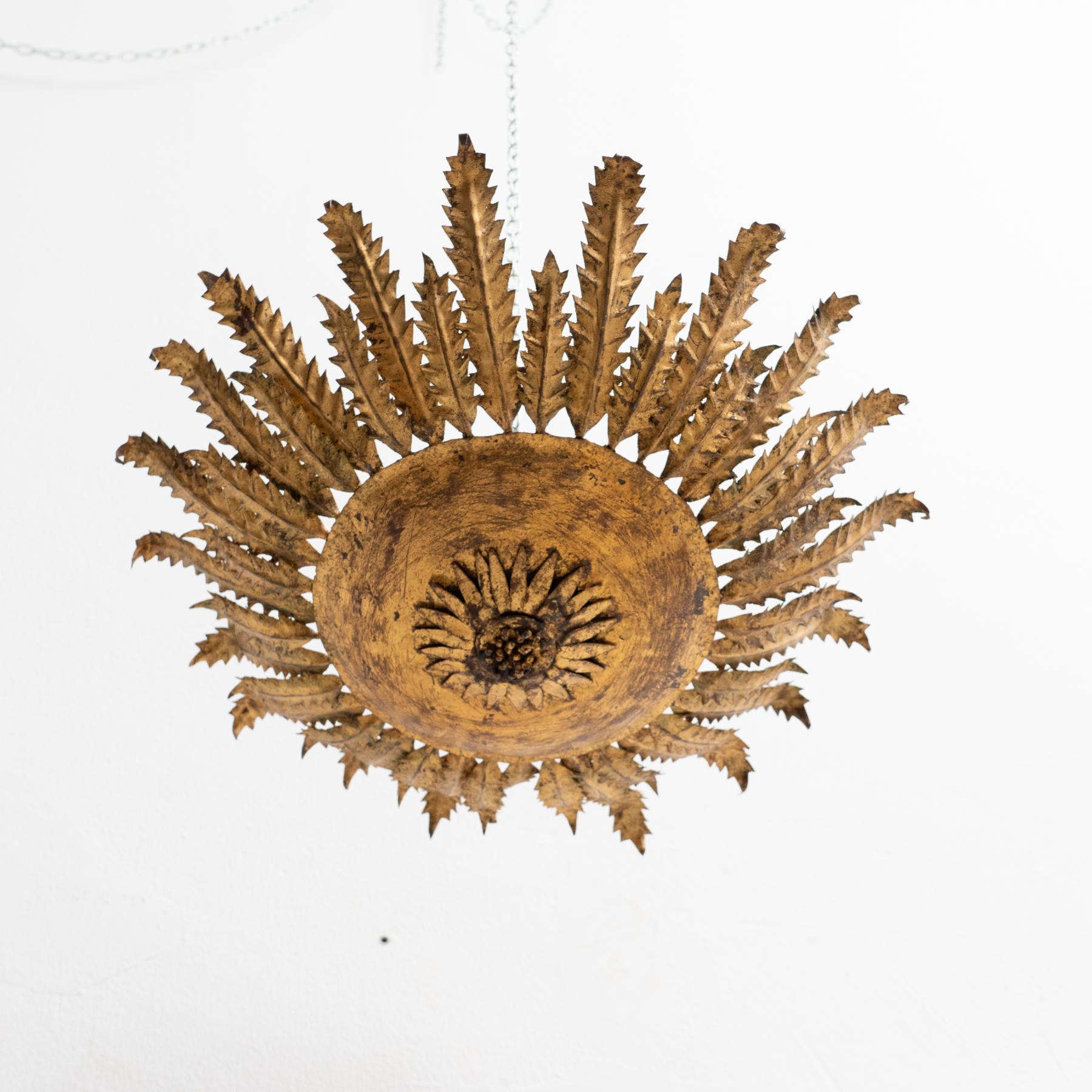 Mid-Century Modern Sunburst Brass Ceiling Lamp For Sale 7