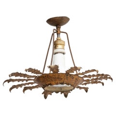 Mid-Century Modern Sunburst Brass Ceiling Lamp