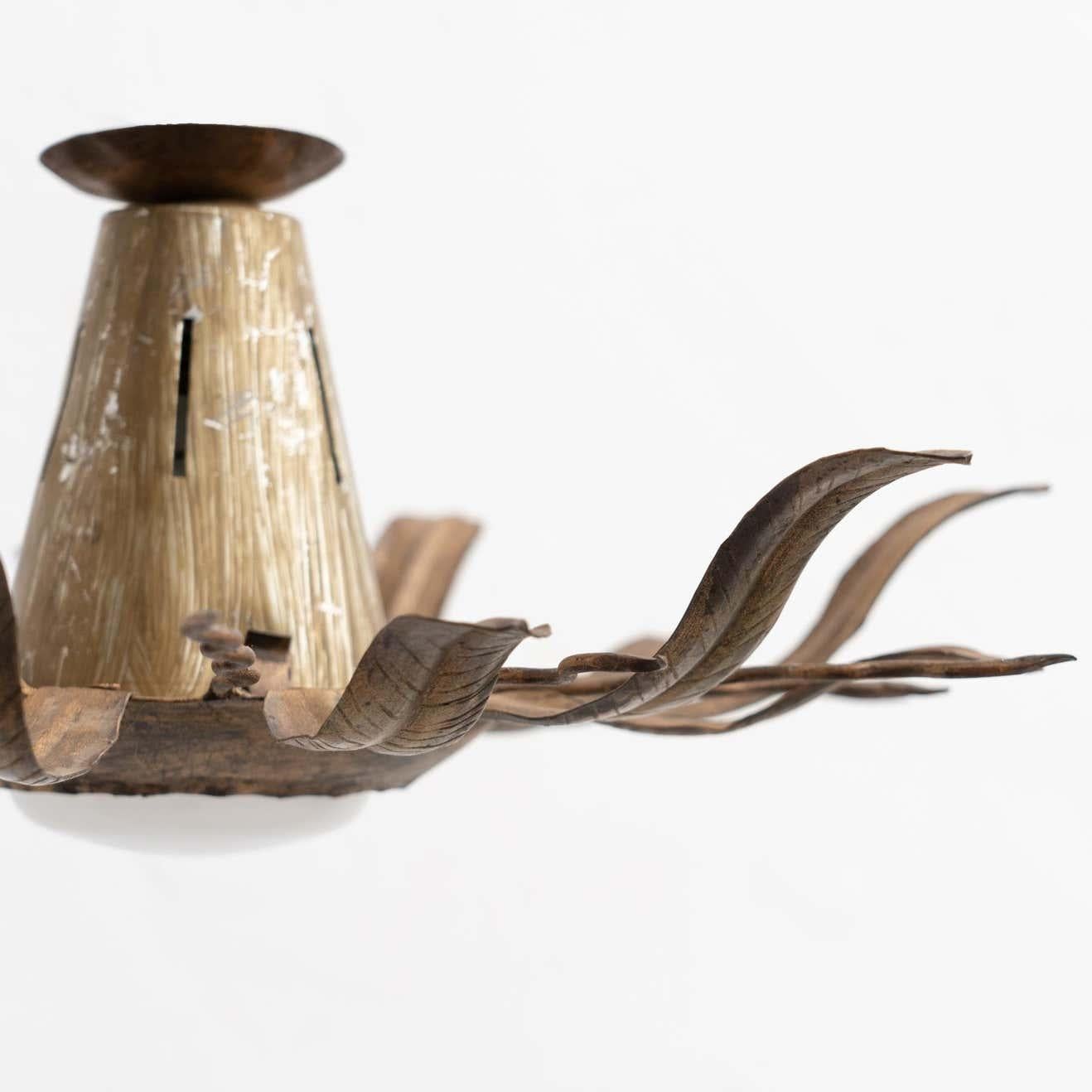 Mid-20th Century Mid-Century Modern Sunburst Brass Ceiling Lamp For Sale