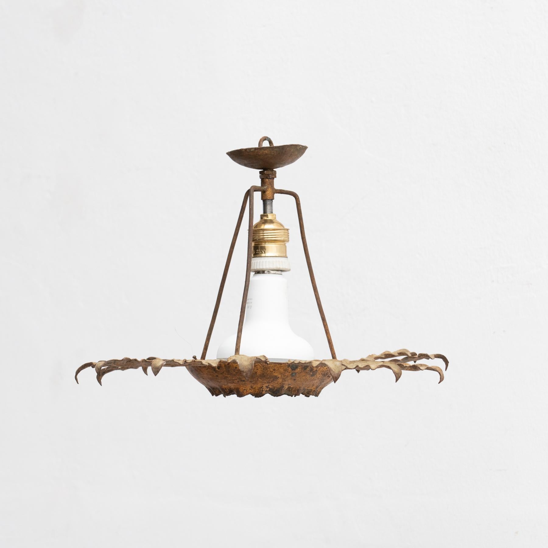 Mid-20th Century Mid-Century Modern Sunburst Brass Ceiling Lamp For Sale