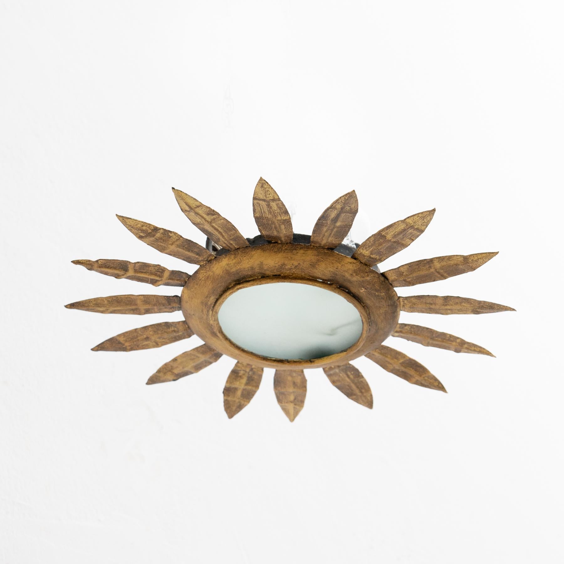 Mid-Century Modern Sunburst Brass Ceiling Lamp For Sale 2