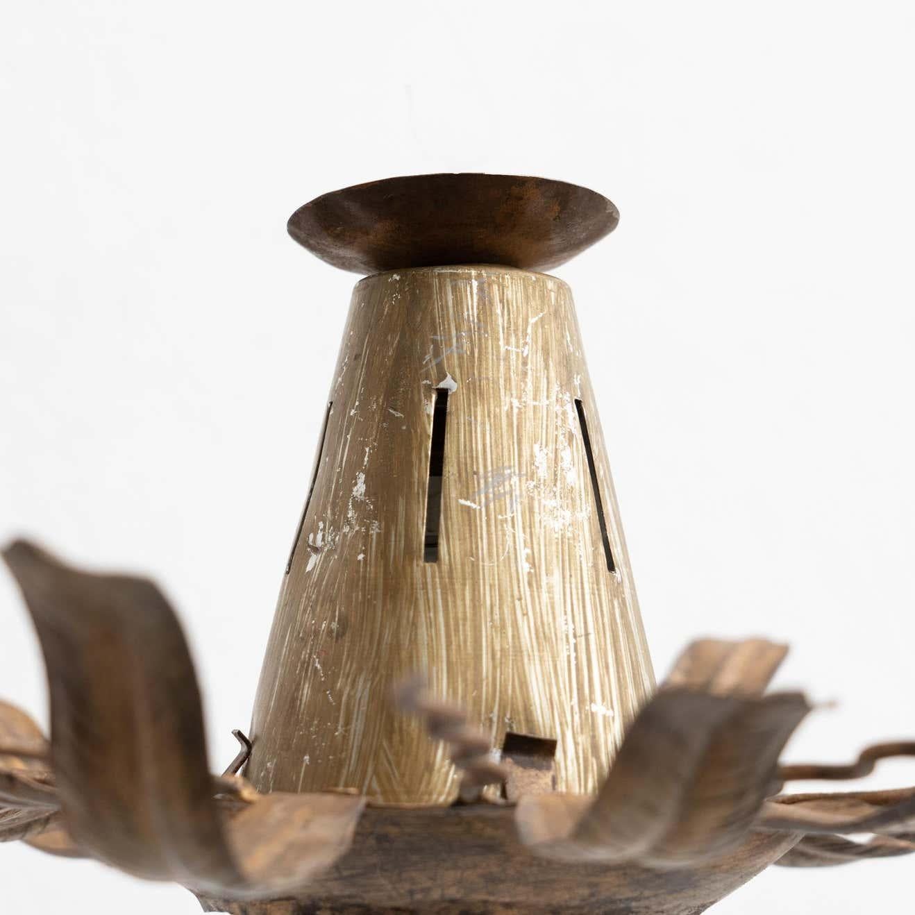 Mid-Century Modern Sunburst Brass Ceiling Lamp For Sale 1