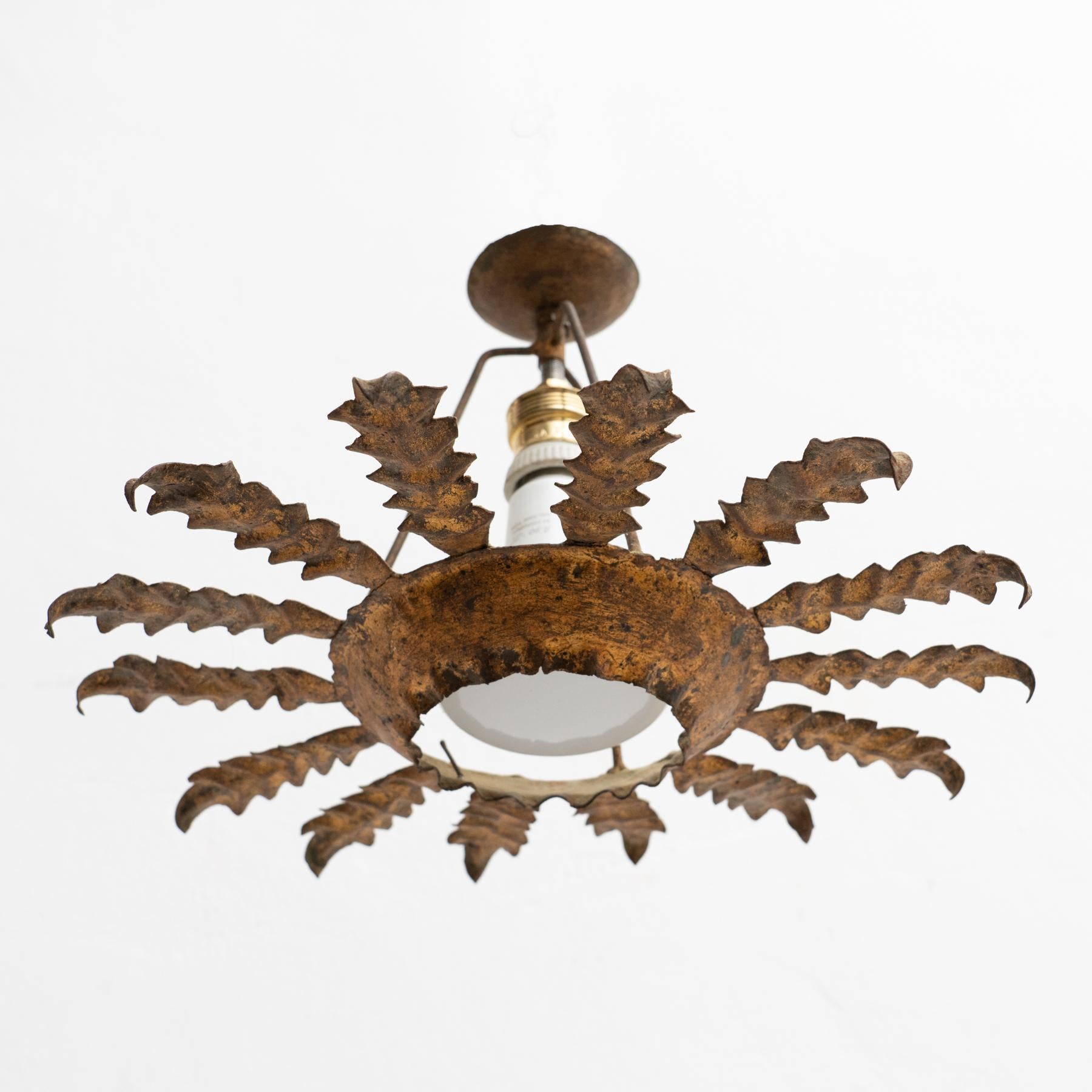 Mid-Century Modern Sunburst Brass Ceiling Lamp For Sale 3