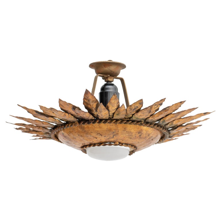 Mid Century Modern Sunburst Brass Ceiling Lamp For At 1stdibs Mid Century Modern Sunburst Brass, Deer Antler Ceiling Fan Menards