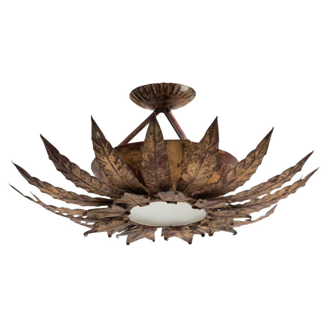 MidCentury Modernist Metal Brass Round Ceiling Lamp at 1stDibs