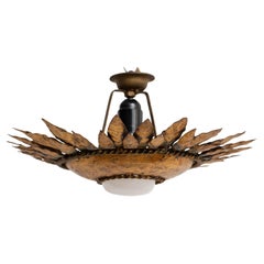 Mid-Century Modern Sunburst Brass Ceiling Lamp