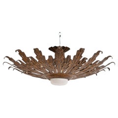 Mid-Century Modern Sunburst Brass Ceiling Lamp – French Craftsmanship, 1960s