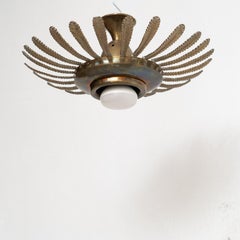 Mid-Century Modern Sunburst Brass Ceiling Lamp – French Craftsmanship, Circa 196